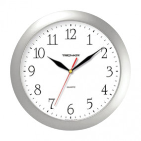 Настенные часы Тройка, 11170113 круг, белые, серебристая рамка, 29х29х3,5см