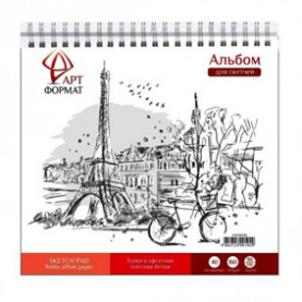Альбом-планшет для зарисовок 19х19см, 40л., 160г/м2, жестк. подложка, ARTформат