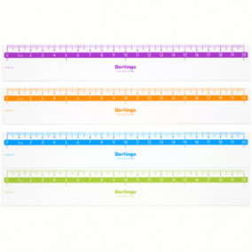 Линейка 20см, "Color", пластиковая, прозрачная, Berlingo 