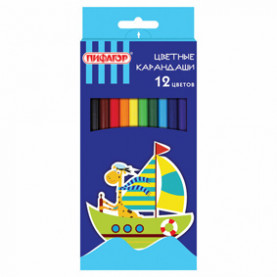 Карандаши 12 цв. "Жираф", шестигранные, Пифагор