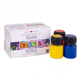 Набор Краски по ткани DEKOLA 6цв. 20ml