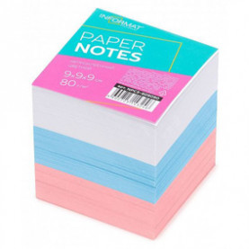 Блок для записи inФормат КУБ непроклееный, 9х9х9, пастель 3 цв. (Триколор)