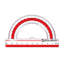 Транспортир 10см 180 гр..прозр., Брауберг