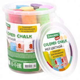 Мел цветной 8 цв. в ведерке, Брауберг