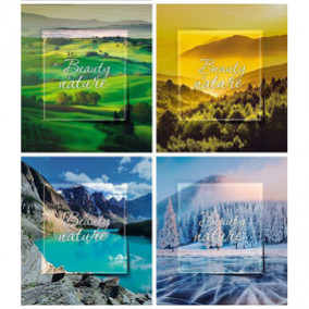 Тетрадь 96л А5 клетка "Природа", скрепка, Creativiki