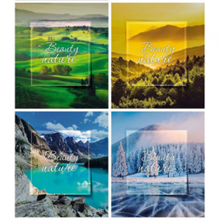 Тетрадь 96л А5 клетка "Природа", скрепка, Creativiki