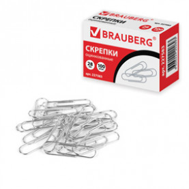 Скрепки 28мм.100шт.оцинк., Брауберг