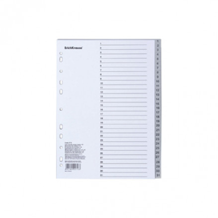 Разделитель А4, 1-31, серый, Brauberg