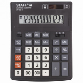 Калькулятор STAFF PLUS STF-333 (200x154мм), 14 разрядов, двойное питание