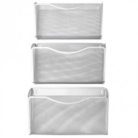 Набор настенный из 3 металлических лотков "Steel&Style", А4, серебристый, Berlingo 