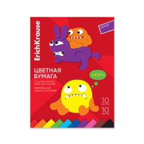Бумага цветная А4 10л/10цв "Jolly Friends", мелованная, склейка, ЕК