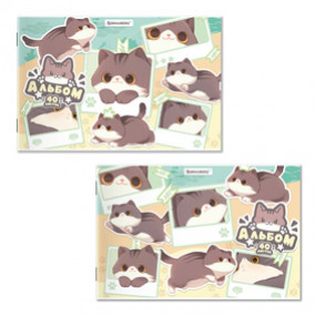 Альбом для рисования 40л А4 "Милые коты", скрепка, Брауберг