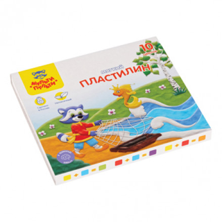 Пластилин "Енот в сказке" 10цв. 120 г, со стеком, Мульти-Пульти