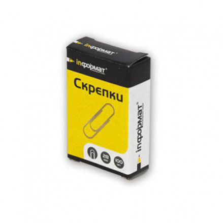 Скрепки 28мм, 100шт., серебро металл, inФормат