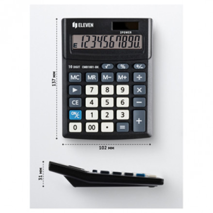 Калькулятор Eleven Business Line CMB1001-BK, 10 разрядов, двойное питание, 102*137*31мм, черный