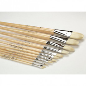 Кисть щетина овальная № 4 длинная ручка п/лаком, 10мм. Сонет