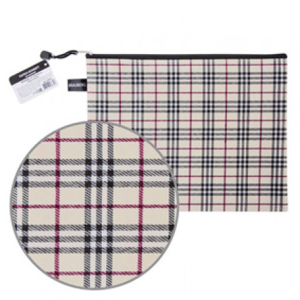 Папка-конверт на молнии Checked, А4, ткань, Brauberg