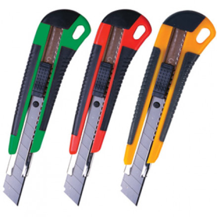 Нож канцелярский 18мм. Universal, фиксатор, 3 лезвия, Brauberg