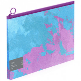 Папка на молнии А4 "Haze", дно с расширением, эффкт блесток, Berlingo