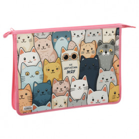 Папка д/тетрадей А4 1 отд., "Ну допустим, мяу", пластик, на молнии, ArtSpace 