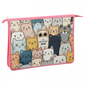 Папка д/тетрадей А4 1 отд., "Ну допустим, мяу", пластик, на молнии, ArtSpace 