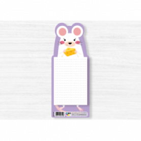 Блокнот фигурный вертикальный, блок: 70*×100 мм, 30л, магнитный, Квадра