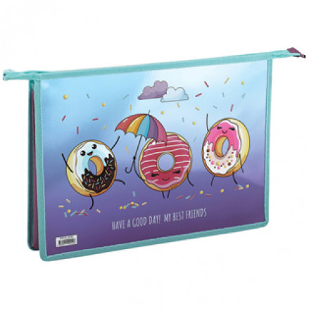 Папка д/тетрадей А4 2 отд. "Good day", пластик, фольга, на молнии, ArtSpace
