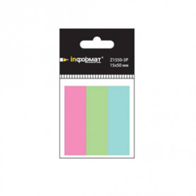 Закладки самокл. inФормат 15*50мм. 50шт.х 3цв., пастель, бумажн