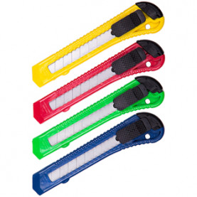 Нож канцелярский 18мм OfficeSpace, усил., с фиксатором,  ассорти