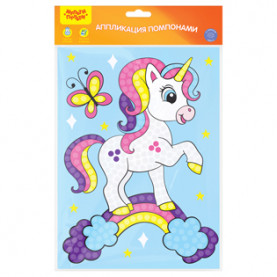 Аппликация помпонами 20*28см, с раскраской, ассорти, Мульти-Пульти