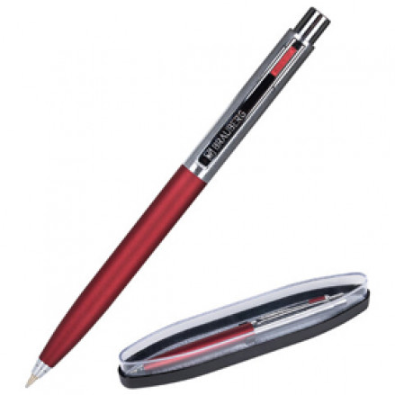 Ручка шариковая 0,5мм, "Cornetto" корпус серебр. с бордовым, Brauberg