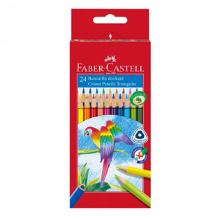 Карандаши цветные Faber-Castell, 24цв., трехгран., заточен., картон.уп.