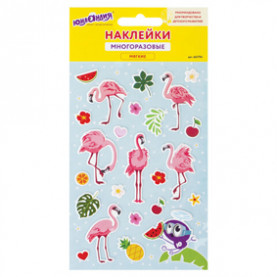Наклейки зефирные "Фламинго", многоразовые,, Юнландия