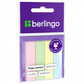 Закладки самокл. Berlingo 50*12мм, 100л*4цв., пастель, бумажные