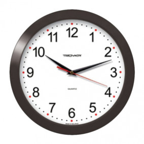 Настенные часы Тройка, 11100112 круг, белые, черная рамка, 29х29х3,5см