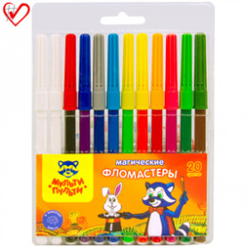 Фломастеры меняющие цвет "Енот в Стране Чудес" 10+2цв., 12шт., Мульти-Пульти