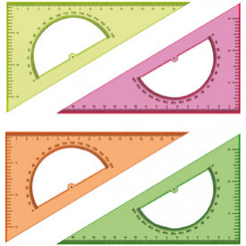 Треугольник 16см 30град. прозр., флуоресц. с транспортиром Стамм