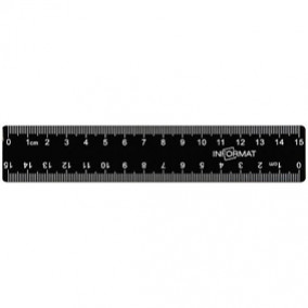 Линейка 15 см. плстик, непрозр., черный, INFORMAT