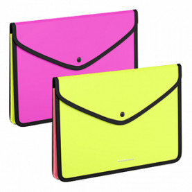 Папка-конверт на кнопке А4 обшитая Diagonal Pastel, с текстильной вставкой, ЕК