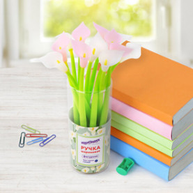 Ручка шариковая 0,7 мм, "Цветок" силикон.корпус, Юнландия