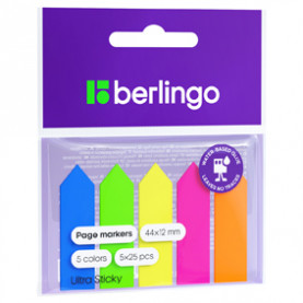 Закладки самокл. Berlingo 12*44мм, стрелки, 25л*5 неоновых цветов, пластик