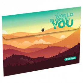 Конверт на кнопке А4 "Scenic", 330мкм, ассорти, Berlingo