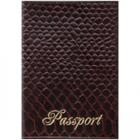 Обложка для паспорта "Питон" кожа, коричневый, OfficeSpace
