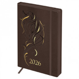 Ежедневник 2026г, А5, "Horse", экокожа, ассорти, BG