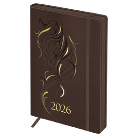 Ежедневник 2026г, А5, "Horse", экокожа, ассорти, BG