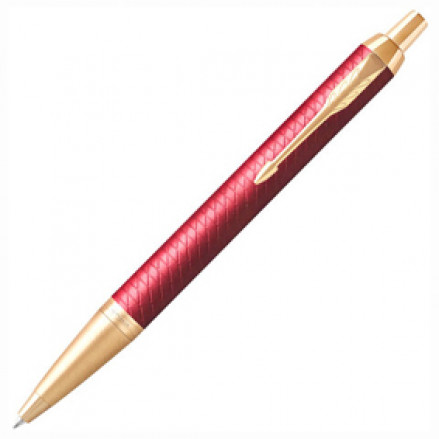 Ручка шариковая PARKER IM Premium Red GT, корпус красный лак, позолоч. дет, син