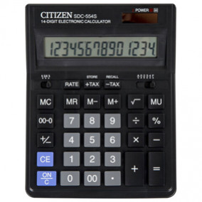 Калькулятор Citizen SDC-554S 14разр. двойное питание черный
