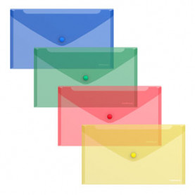 Конверт на кнопке C6 прозрачный, ассорти, ЕК