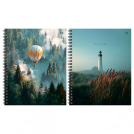 Тетрадь 96л А5 клетка, "Туманность", гребень, тв.обложка, BG