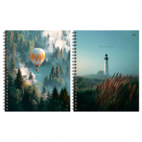 Тетрадь 96л А5 клетка, "Туманность", гребень, тв.обложка, BG